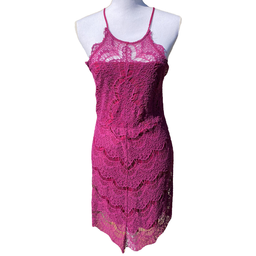 Free People Intimately She Got It Dahlia Purple Lace Slip Bodycon Dress Small - Picture 3 of 8